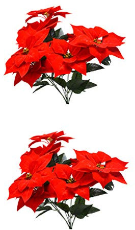 2 Stück Faux künstliche rote Weihnachtsstern Weihnachtsbaum Weihnachten Blumenstrauß Herzstück Ornament für Büro Weihnachtsschmuck