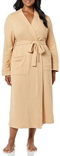 Amazon Essentials Women's Lightweight Waffle Full-Length Robe (Available in Plus Size), Light Camel, 5XL Plus