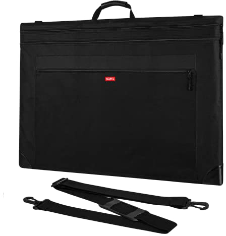 Nicpro Leichte Kunst Portfolio Tasche 24 x 36 Zoll (61 × 91.4 cm), Schwarze Leinwand Zeichenbrett Tasche mit Abnehmbarem Schultergurt, Zeichentasche für Kunstwerke, Poster, Skizzieren und Zeichnen