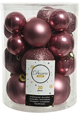 Kaemingk Weihnachtskugeln Kunststoff 4-6cm x 20 Stück Mix Christbaumkugeln Set Altrosa rosa Samtpink