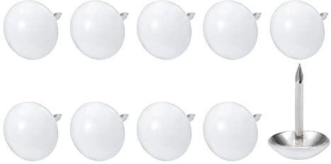 sourcing map Upholstery Nail Tacks (11x17x3.6mm) 25Pcs, Iron Round Thumb Push Pins - for House Construction, Home Kitchen Furniture, White