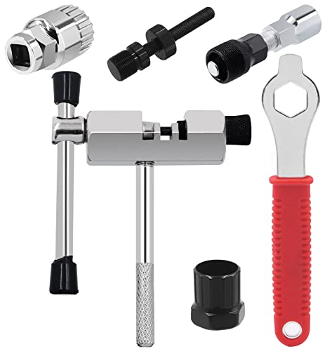 Glarks Kit de herramientas de reparación de bicicletas de 6 piezas, incluye extractor de manivela de bicicleta, removedor de pedalier, llave inglesa de 16 mm, herramienta de extracción de piñón de