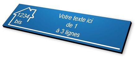 Placa grabada con diseño de casa para buzón autoadhesivo, 10 x 2,5 cm, estándar personalizable – 1 a 3 líneas sin coste adicional + número, azul oscuro