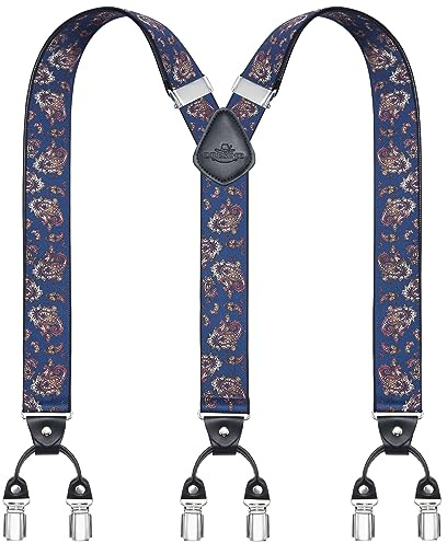 Dresime Hosenträger für Herren Mit 6 Starken Metallclips - Y-Rücken Verstellbare Heavy Duty Elastische Hosenträger