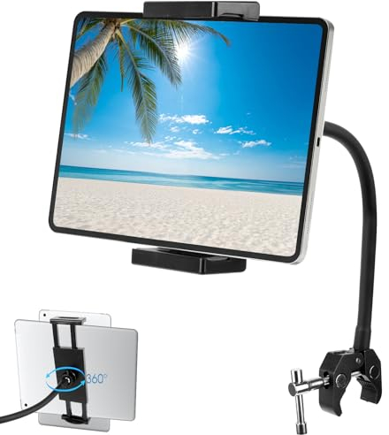 Flexible tablet Halterung für Bett und Laufband, Schwanenhals, 360° verstellbar, geeignet für 4,7-12,9 Tablets, iPad, Switch, Samsung Galaxy, Kindle