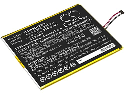 NEU Ersatz Akku Fit Amazon Kindle Fire HD 10.1 9th, M2V3R5(6300mAh / 23.94Wh)