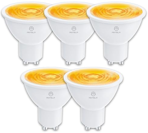 ANTELA Ampoule LED Gu10 2,5W 450LM 3000K Blanc Chaud, Equivalent 60W Efficacité Energétique, Non-Dimmable, 5PCs