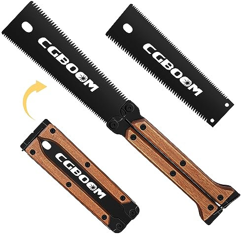 Japansäge Klappbar, GBOOM Zugsäge mit Austauschbaren Sägeblättern, Japansäge Handsäge aus SK5-Legierung mit Beidseitig Unterschiedlicher Verzahnung für Holz PVC Äste Kunststoff