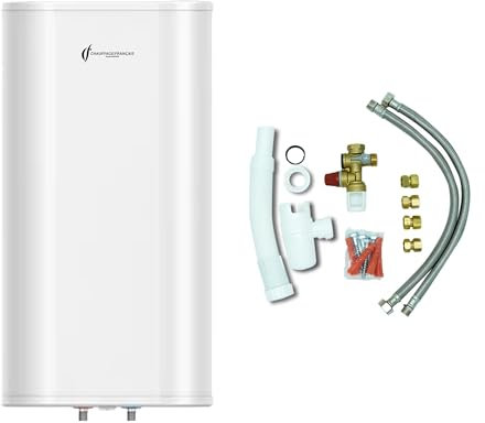 Sannover Chauffe Eau Electrique Plat Mural Multipositions Valorie 50 Litres + Kit d'Installation Complet NF