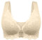 Flodxo Front Fastening Bras for Women UK Sexy Lace Non Wired Bras Plus Size Ice-Silk Full Coverage Tshirt Bra Push Up Soft Breathable Comfort Bra Padded Stretchy Wide Strap Bras Beige XXL