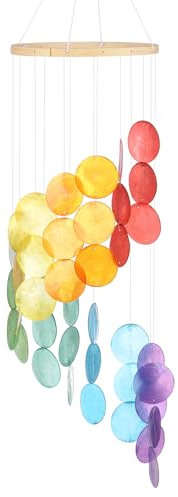 M METERXITY Campanello Vento Conchiglia Esterni, Campana Eolica con Conchiglie Mare e Vetro Mare per Esterni/Patio/Giardino, Campana Vento Artigianale [Multicolore]