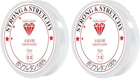 MOGITO 2 Pezzi Filo Elastico per Braccialetti, Elastico per Braccialetti 0.5mm x 17m & 1mmx 5m, Filo Nylon per Braccialetti Trasparente, per Bracciali, Collane, Creazione di Gioielli Fai-Da-Te