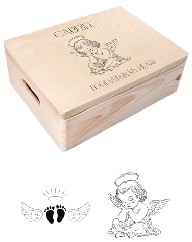 Creative Deco Personalised Memory Baby Loss Box | Custom Keepsake Boxes | Multi-Design | Customised Wooden Storage Box with Hinged Lid