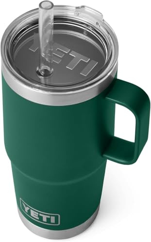 YETI Rambler Trinkbecher Mit Trinkhalmdeckel, Black Forest Green, 25 oz (739 ml)