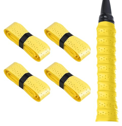 MEGAVOW 4 Piezas Cinta de Agarre de Bádminton, Grip Tenis Overgrips Padel Cinta de Agarre para Raqueta de Tenis, Overgrip Tenis Antideslizante Cinta Mango Raqueta Badminton Grip Padel