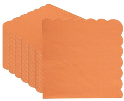 50-pack orange pappersservetter 32 x 32 cm – servetter med vågig kant för födelsedag, bröllop, halloween, fest och speciella evenemang (orange servetter)