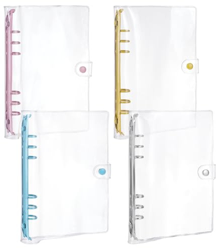 FINGERINSPIRE 4Pcs A5 Transparent Souple Pvc Couverture Classeur à 6 Anneaux 4 Couleurs Cahier Planner Dossier Couvertures Pvc Classeurs Couvertures de Cahier Classeurs à Anneaux Rechargeables