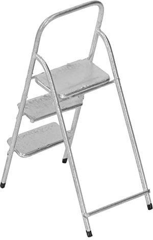 Dilwe Escabeau Miniature à 3 Marches, Décoration à Faire Soi-Même, Texture désagré, Métal Résistant à l'usure, 1/12, Verser la Salle de Bain (Blanc (Blanc (Silver)