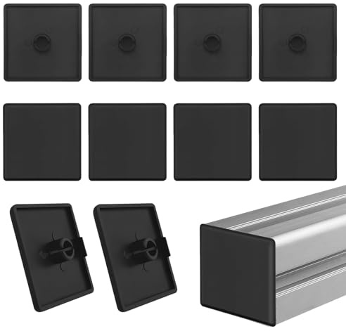 Embout de profilé Aluminium 45x45 mm Noir – Capuchon de Protection en Plastique résistant – Bouchon carré pour Tube Aluminium – Lot de 10 – Usage intérieur/extérieur