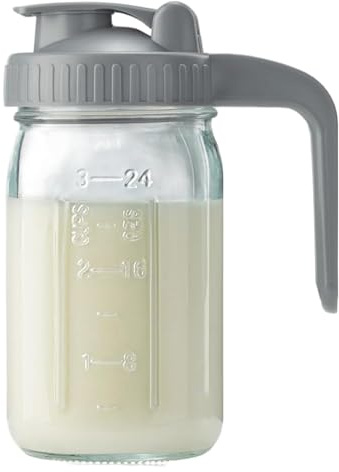 Bottiglia d'acqua in vetro, brocca in vetro da 32 once con coperchio e beccuccio, brocca per acqua a prova di perdite, contenitore per crema per tè solare, succhi di frutta, caffè freddo
