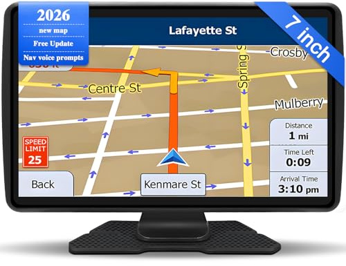 Sat Nav for Car/Truck/HGV - 7 Inch GPS Navigation UK 2025 with Lifetime Free Maps Updates, Real Voice Guidance, Speed Camera Alerts, Postcode Search & Lane Assist (Black/Blue)
