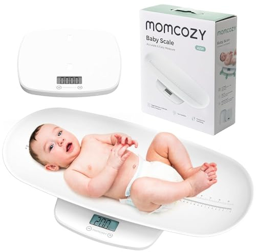 Momcozy Pèse-Bébé, Nouveau-né, Plateau Incurvé Amovible, Poids, Taille | Balance Personnelle, Pèse-Animaux, Quantité Boire, Mesure, Précision <50g, 150kg, Unités, Mémoire Auto