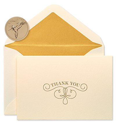 Papyrus Thank You Cards with Envelopes, Gold Flourish (16-Count)