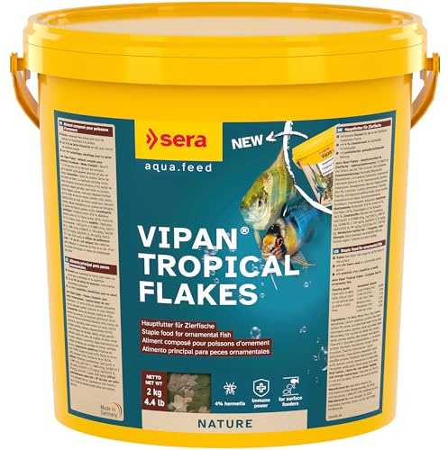 sera Vipan Flakes 10 L (2 kg) | Fischfutter für an der Wasseroberfläche fressende Zierfische | Ohne Farb- und Konservierungsstoffe | Für gesundes Wachstum & kräftige Entwicklung