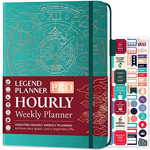 Legend Planner PRO Hourly Schedule - Weekly & Daily Organizer with Time Slots. Appointment Book Journal for Work & Personal, A4 (Viridian)