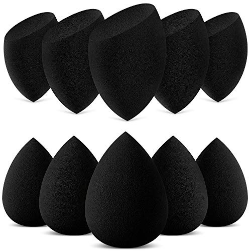 InnoGear Makeup Sponge, 10 Pcs Makeup Sponges Blender Set Beauty Cosmetic Foundation Blending Applicator Puff, Flawless for Liquid Cream Powder (Basic Black)