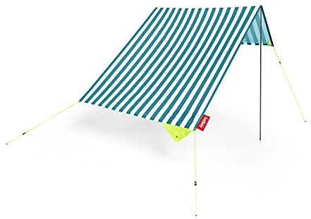 Fatboy Miasun Strandzelt - Tragbarer Sonnenschirm Strand Groß - Faltbarer Sonnenschirm mit Ständer - 3 Aufstellungsmöglichkeiten - Strandzelt mit Sonnenschutz aus Baumwolle - 330x190x140 cm - Azur