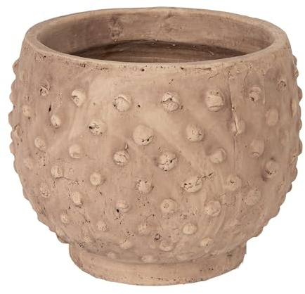 Creative Co-Op Distressed Terra Cotta Hobnail Planter, Greige