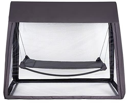 Hortan Dondolo Amaca Letto Con Rete Zanzariera, Seduta In Textilene, Cuscino Poggiatesta, Struttura In Acciaio inossidabile E Tetto Parasole, Per Arredo Esterno, Giardino e Terrazzo