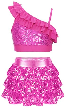 Vestido de Ballet para Niñas con Lentejuelas Brillante Maillot sin Manga con Falda Leotardo Gimnasia Maillot de Patinaje Artístico Disfraz de Bailarina