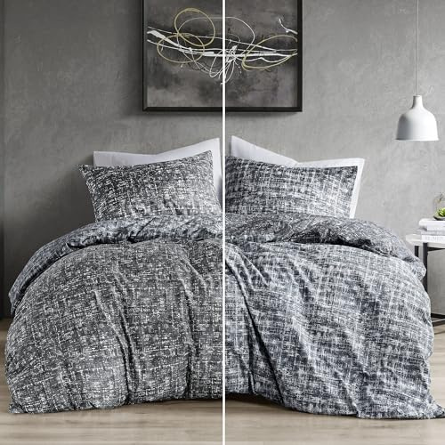 Comfort Spaces Queen Duvet Cover Set - Grey Bedding for All Season, Ultra Soft 3 Pieces Reversible Duvet Cover with 2 Matching Shams, Button Closure, Machine Washable, Full/Queen