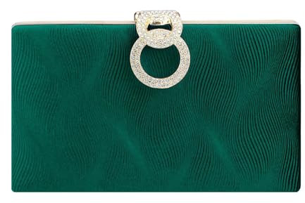 YUEZHAN Bolso De Noche Bolsos De Noche con Broche para Mujer Bolsos De Terciopelo Cuadrados para Bodas Fiestas Nupciales Bolsos De Hombro Tipo Mensajero Color Verde