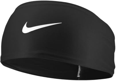 Nike Men's Dri-Fit Fury Classic Wide Headband, Running, Fitness, Training, Sports Hairband, Wide, Sweat-Wicking, Black/White/White, One Size