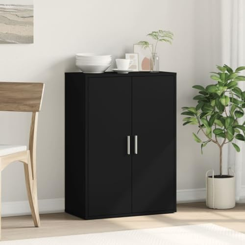 Natulvd Storage Cabinet with 2 Doors, Multipurpose Cabinet, Modern Sideboard Kitchen Cupboard for Living Room, Bedroom, Hallway, Bathroom, 60x31x84 cm (Black)