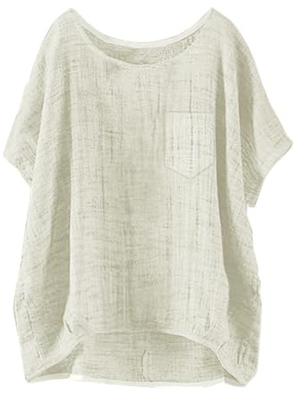 Leinen T Shirt Damen Bluse Sommer Kurzarm Mit Fledermausärmeln Spitze Viskose T-Shirt Herren Leicht Blusen Shirts Und Tops Grünes Tshirt Mädchen Einfarbig Fahrrad Atmungsaktiv Big