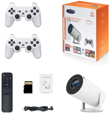 Console de jeu rétro avec projecteur intégré, projecteur de jeu 4K avec manettes sans fil, connectivité HDMI et Wi-Fi pour divertissement à domicile