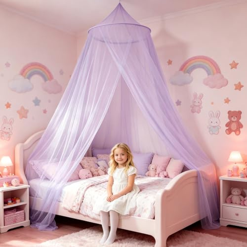 Mosquito Net for Kids, Bed Canopy, Round Dome Hanging Canopies, Kids Canopy Curtains, Bedroom Tent, Bedroom Accessories,for Bedrooms, Nursery Room, Indoor, Suitable Beds 1.5M and Under 1.5M -22