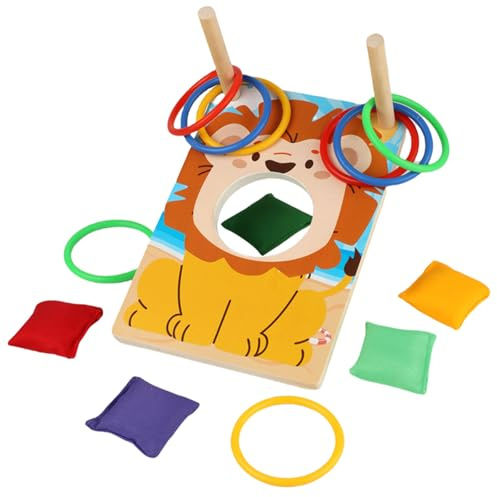 ZUNIPLEX Wooden Cornhole Game & Ring Toss 2 in 1 Set,Bean Bag Toss Game Set | Wooden Indoor Outdoor Games for Kids Ages 3+, Family Party Games, Montessori Educational Toy(small size)