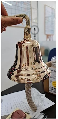 Wandmontierte Schiffsglocke aus massivem Messing für Empfang, Schule, Outdoor, Innenbereich, Abendessen und Kirche, 15,2 cm The Metal Magician
