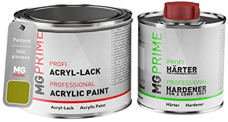 Pantone 582C Green Peinture acrylique brillante Pot de 0,75 litre / 750 ml, y compris le durcisseur