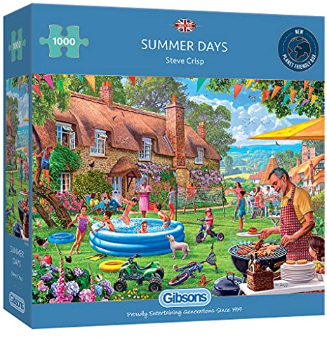 Gibsons Games Puzzle, Sommertage, 1000 Teile, Familien-Sommer-Grillen, nachhaltiges Puzzle, 100% recyceltes Brett, tolles Geschenk für Erwachsene