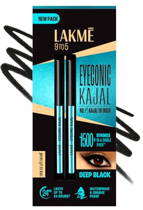 LAKMÉ Eyeconic Kajal - Confezione doppia da 0,35 g + 0,35 g, colore: Nero