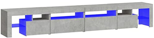 vidaXL TV Schrank mit LED-Leuchten Lowboard TV Möbel Tisch Board Sideboard Fernsehschrank Fernsehtisch HiFi-Schrank Betongrau 260x36,5x40cm