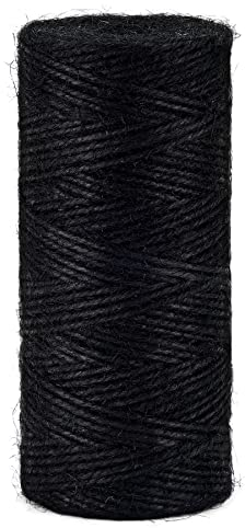Cordel de Yute 2 mm ± 160 m, Color Negro, Cuerda de Embalaje, Cuerda de Bricolaje, decoración, jardín