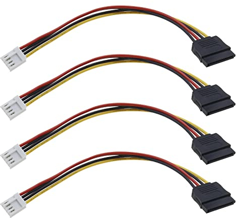 ECSiNG 4 Uds Cable de Alimentación de 4 Pines Macho A SATA de 15 Pines Hembra Cable de Extensión de Alimentación SATA Adaptador de Corriente Accesorios Electrónicos