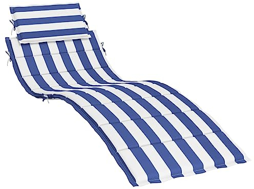 vidaXL Sonnenliege Auflage, Liegenauflage Outdoor, Polster Auflage für Gartenliege Liegestuhl, Polsterauflage, Blau Weiß Gestreift Oxford-Gewebe